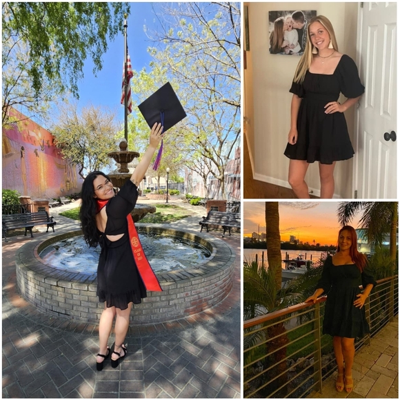 NWT Zaful Black Square Long Puff Lanturn Sleeve Tie Back Beach Sun Mini Dress S - Picture 8 of 14